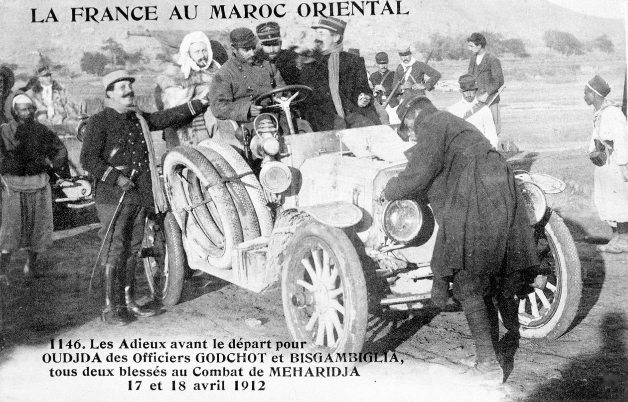Avreise til Oudjda-offiserer såret ..., 1900-tallet av Unbekannt