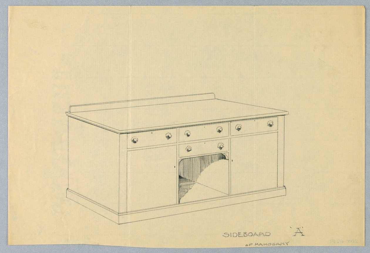 Design for skjenk A i mahogni, 1900–05 av Unbekannt