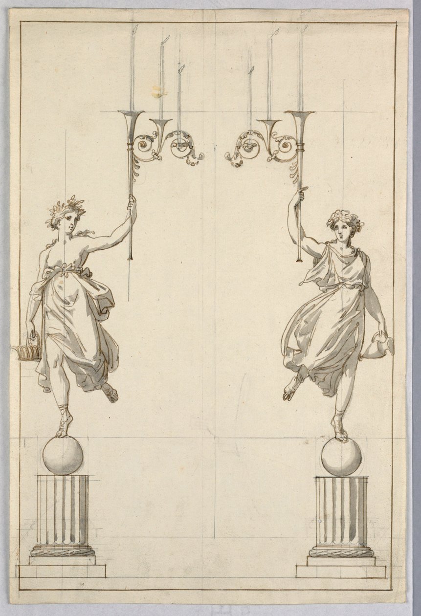 Design for et par lysekroner av Unbekannt