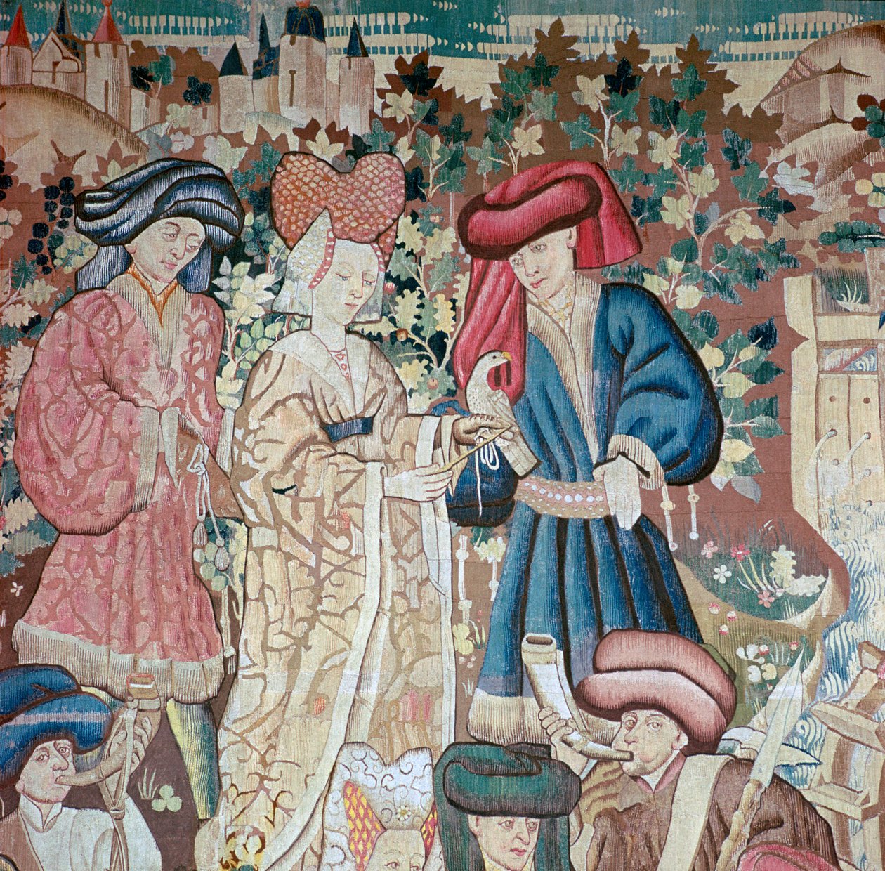 Detalj fra Devonshire Hunting Tapestries, 1400-tallet av Unbekannt