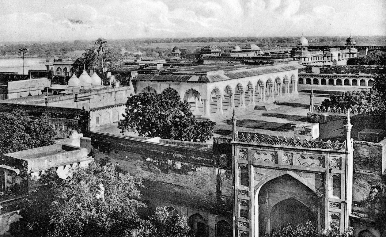 Diwan-i-am inne i Agra-fortet, 1900-tallet av Unbekannt