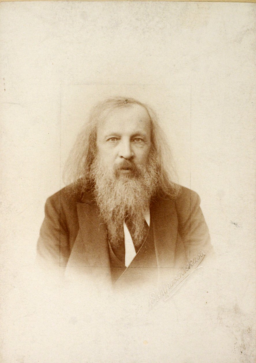 Dmitri Mendeleev , russisk kjemiker, c1890-c1907 av Unbekannt