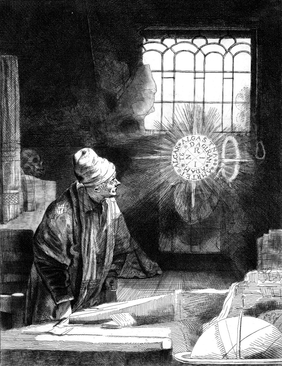 Dr Faustus i sin studie av Unbekannt