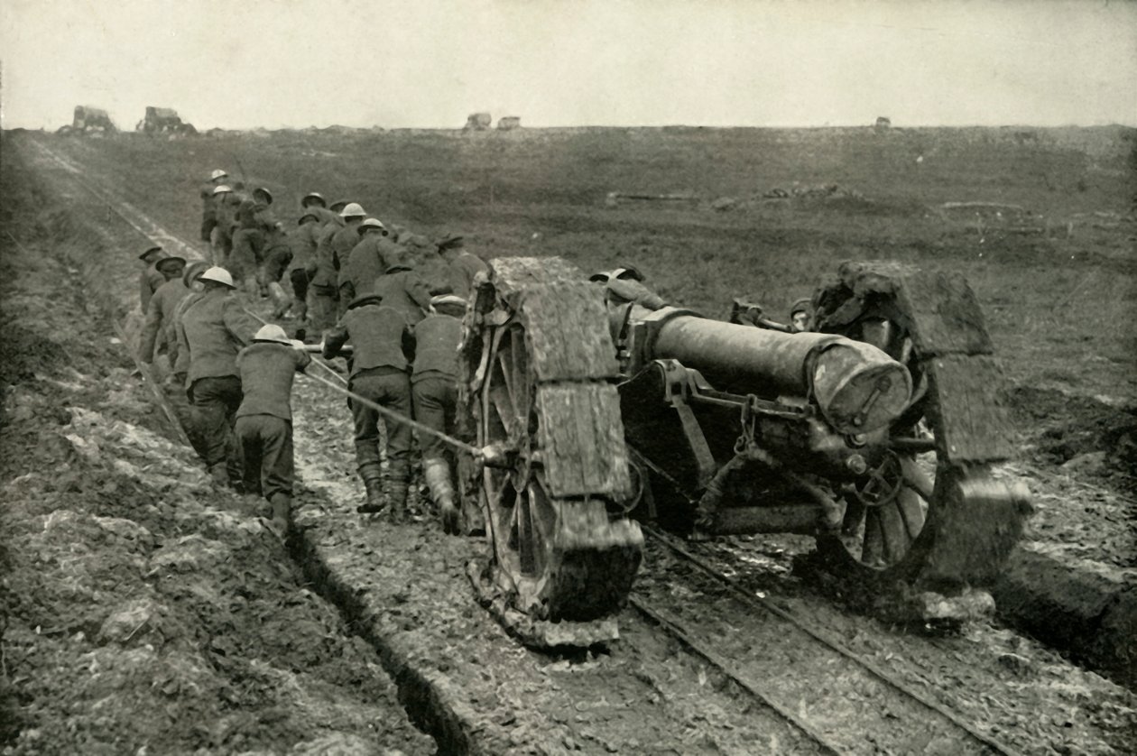 Drage the Guns to New Advance Positions, 1919. av Unbekannt
