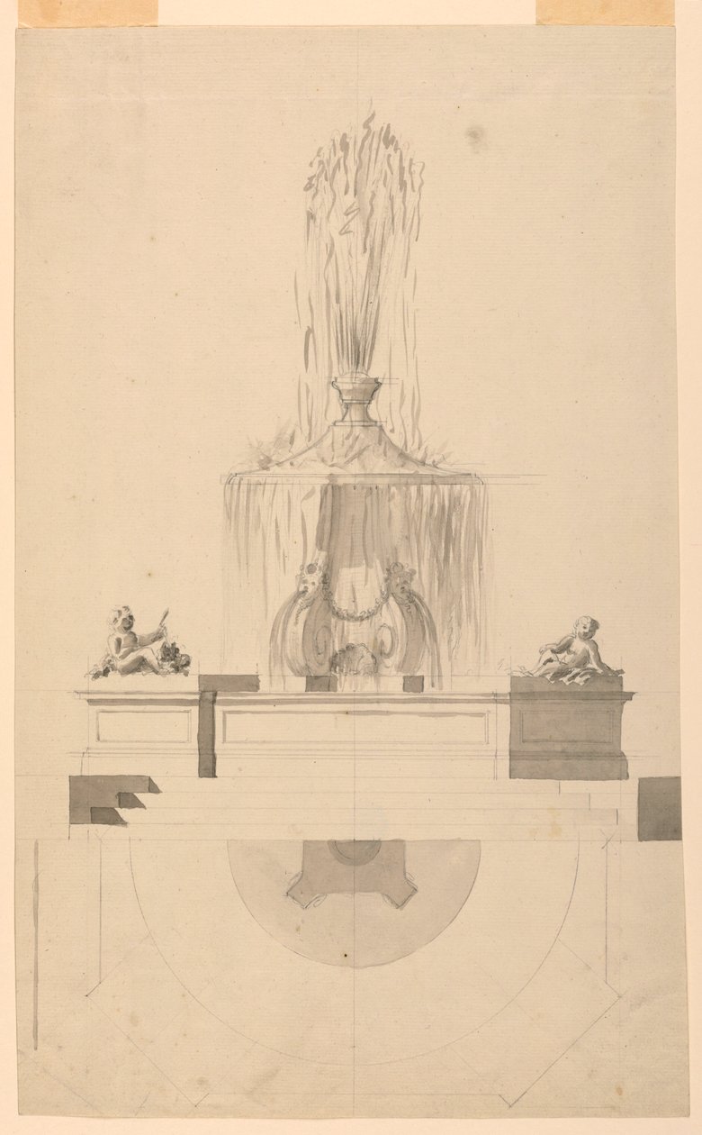 Tegning, fontene, 1775 av Unbekannt