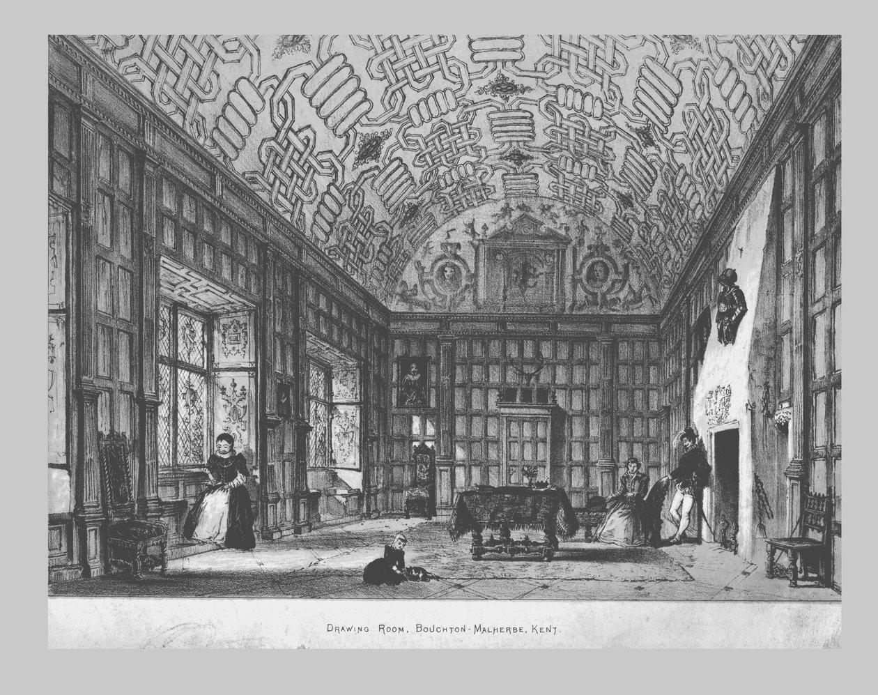 Drawing Room, Boughton-Malherbe, Kent., midten av 1800-tallet av Unbekannt