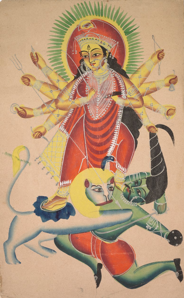 Durga Killing the Demon Mahisha, 1800-tallet. av Unbekannt