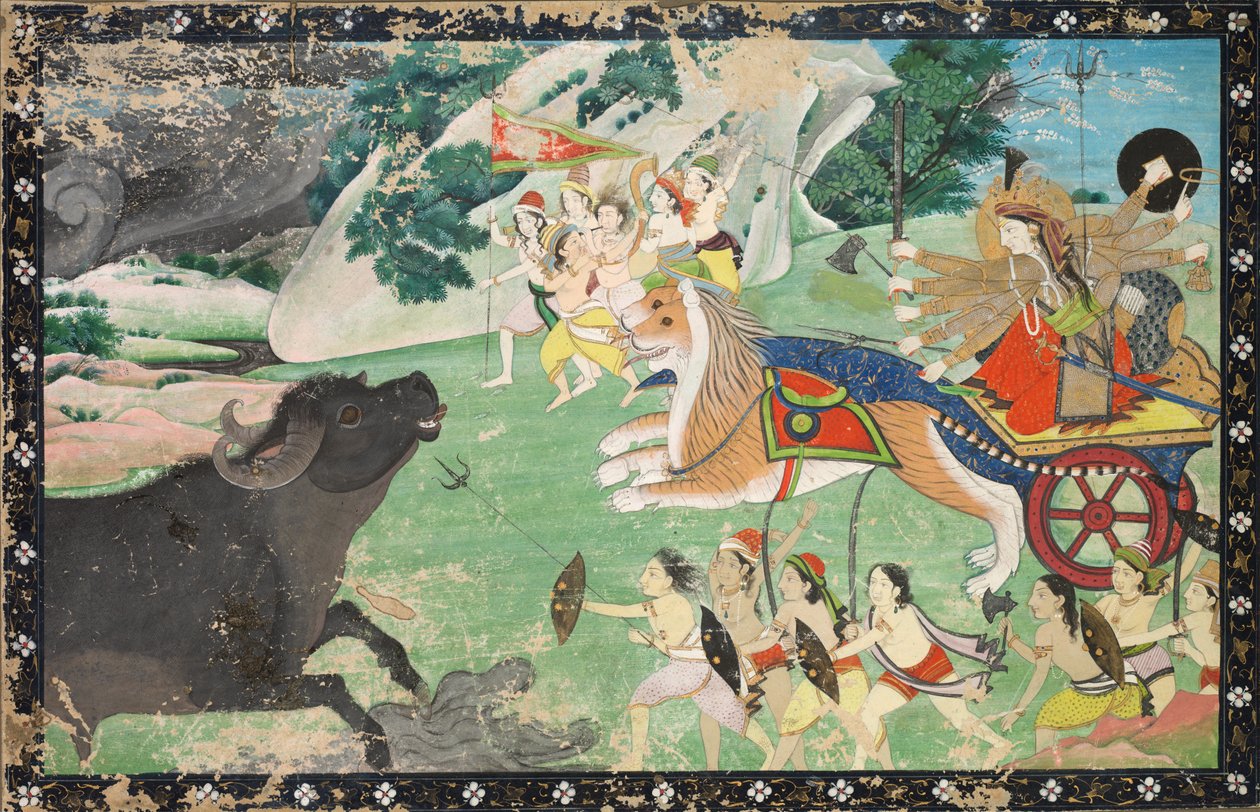 Durga Slaying Mahisha, ca. 1830. av Unbekannt