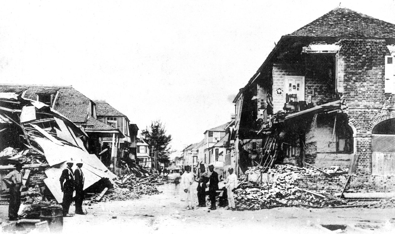 Jordskjelvskader, Duke Street, Kingston, Jamaica, 1907 av Unbekannt