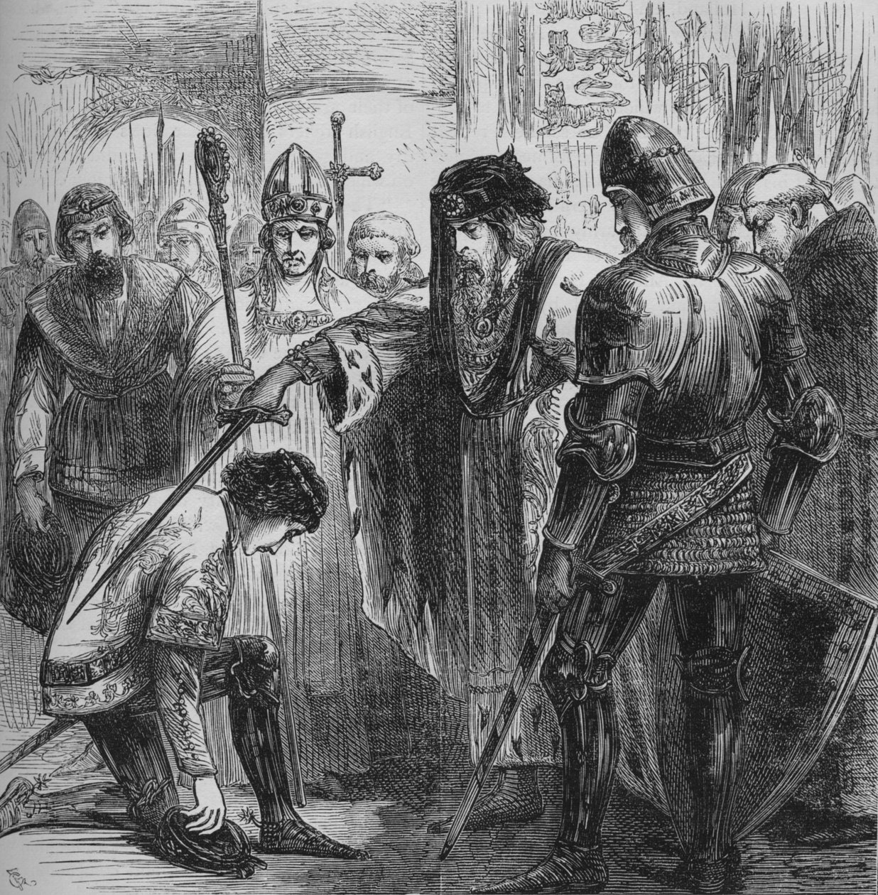 Edvard III. Knighting the Black Prince, 1384, c1880 av Unbekannt