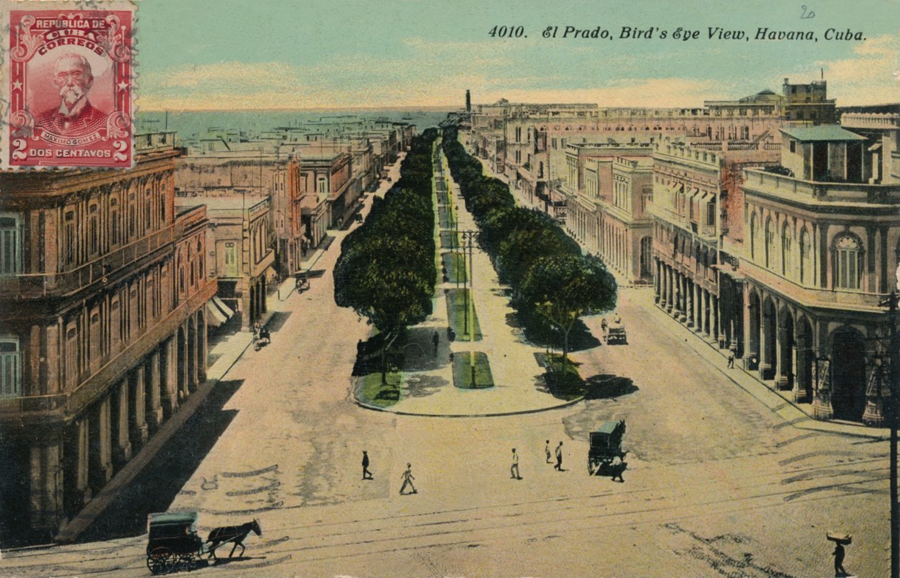 El Prado, Birds Eye View, Havana, Cuba, 1911 av Unbekannt