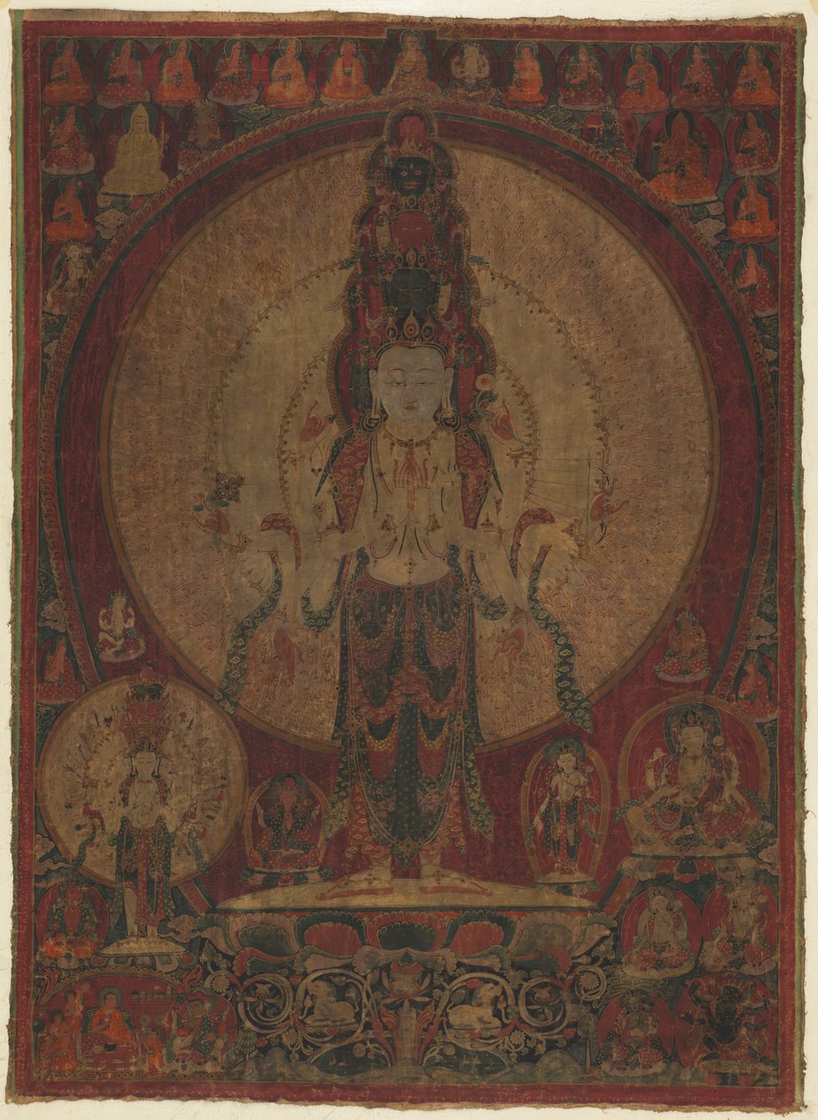 Ellevehodet, tusenarmet Bodhisattva of Compassion Avalokiteshvara, ca. 1500. av Unbekannt