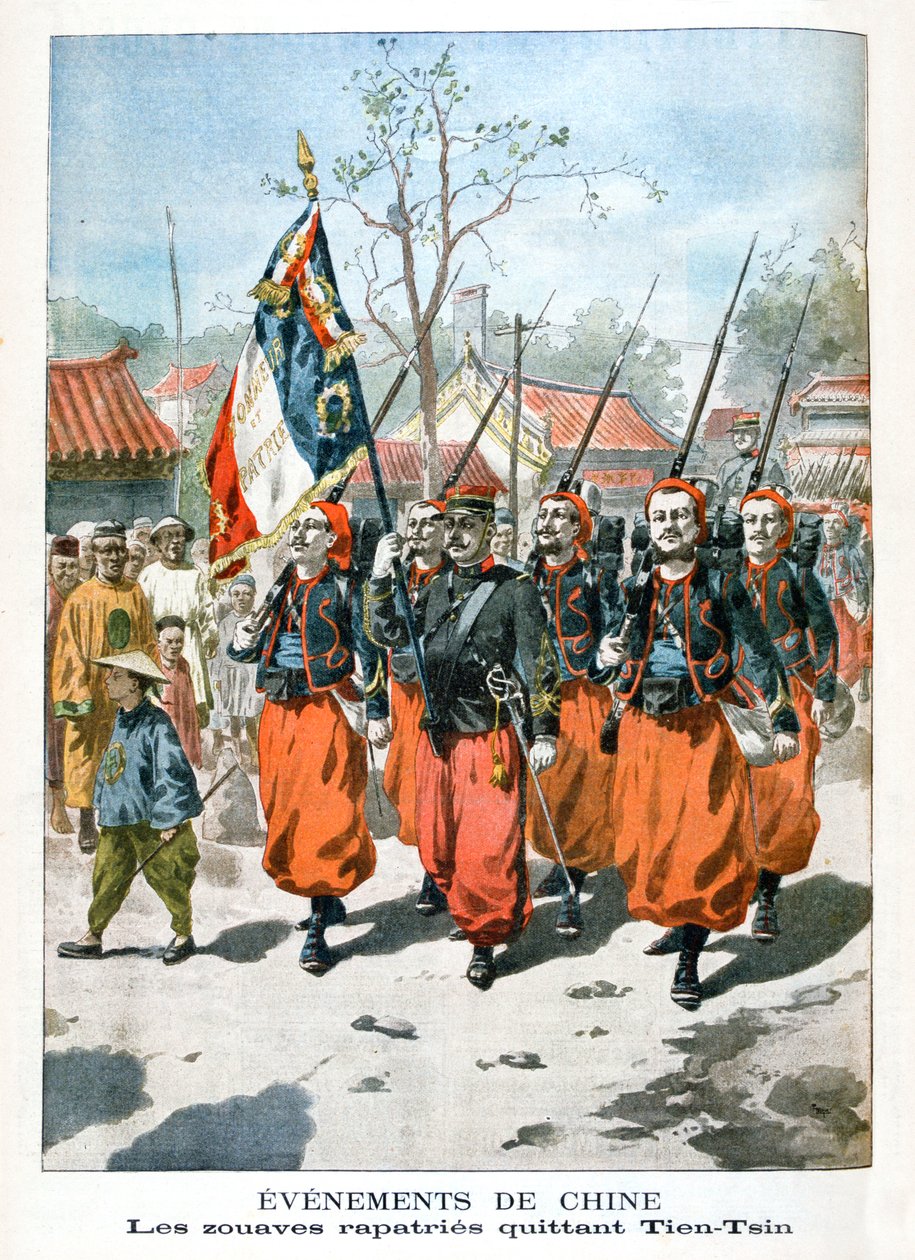 Hendelser i Kina, franske tropper forlot Tien-Tsin, 1901 av Unbekannt