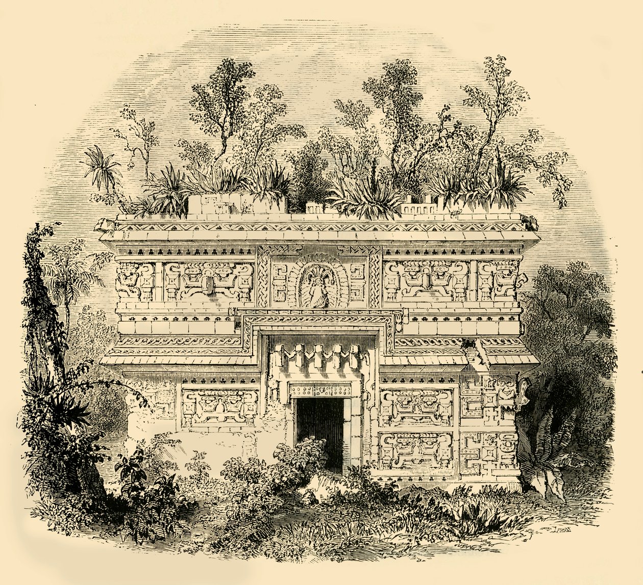 Fasade til Native Palace i Yucatan, 1890. av Unbekannt