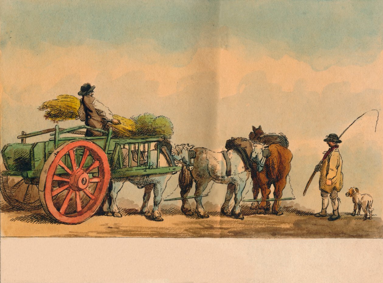 Gårdsarbeidere og kjerre, 1797. av Unbekannt