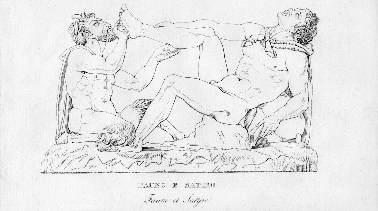 Fauno E Satiro Faun og Satyr, c1850 av Unbekannt