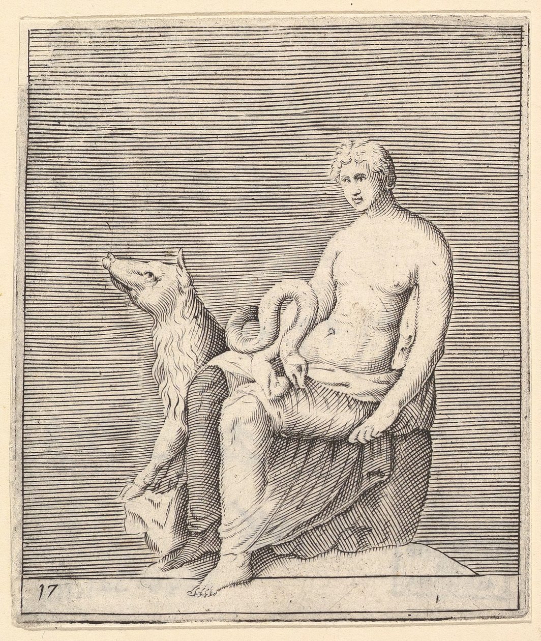 Figur med gris og slange, publisert ca. 1599-1622. av Unbekannt