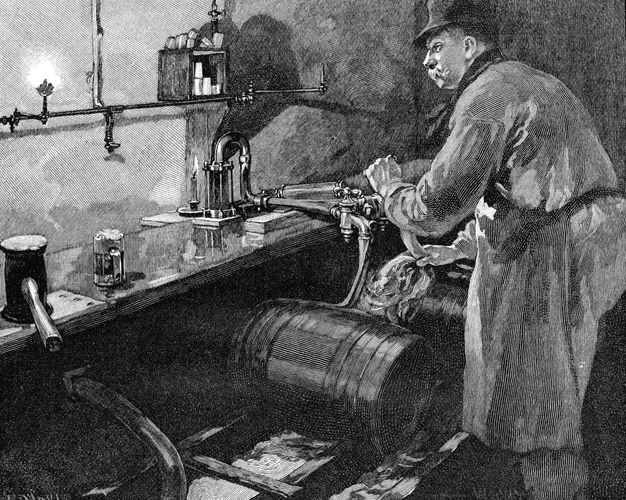 Fylling av øltønner i et amerikansk bryggeri, 1885 av Unbekannt
