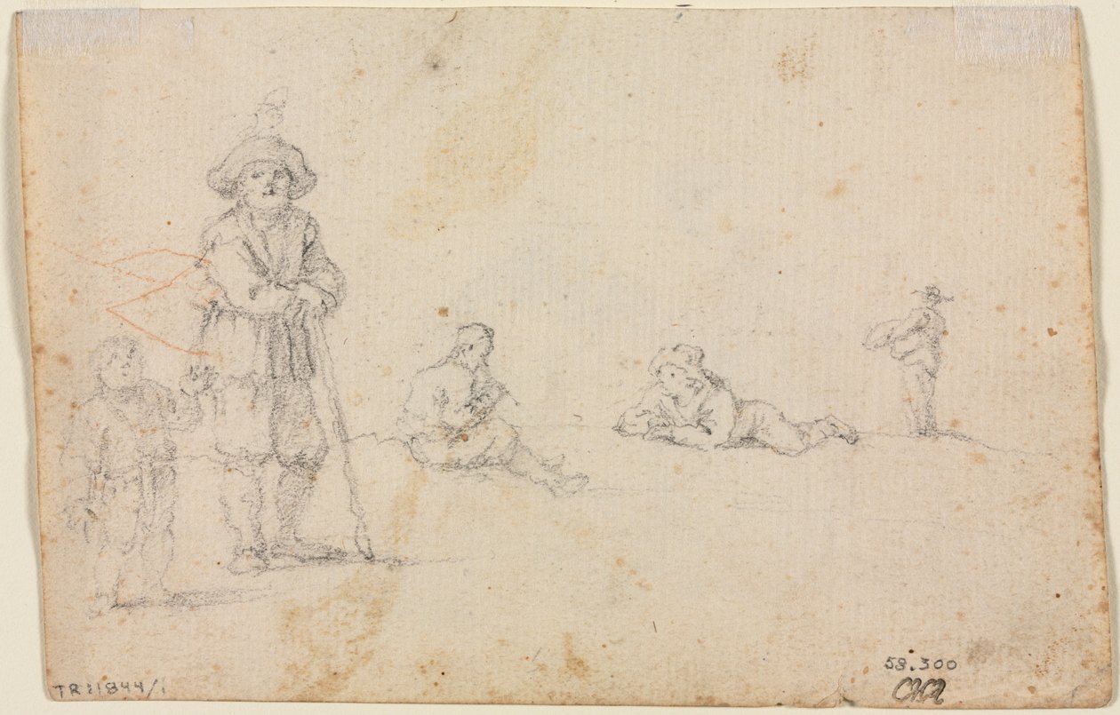 Fem figurstudier, 1600-tallet. av Unbekannt