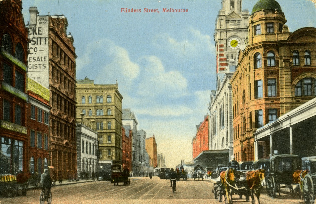 Flinders Street, Melbourne, Victoria, Australia, ca 1900-tallet av Unbekannt