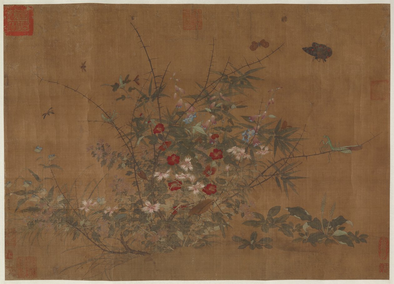 Blomster og insekter, Ming-dynastiet, 1400-tallet. av Unbekannt