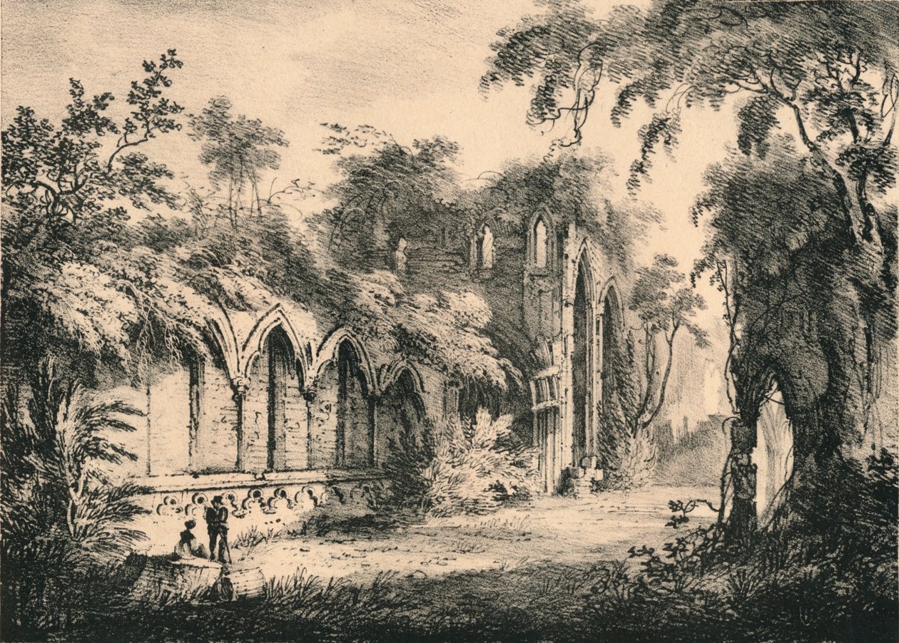 Fountains Abbey, Yorkshire, 1823 av Unbekannt