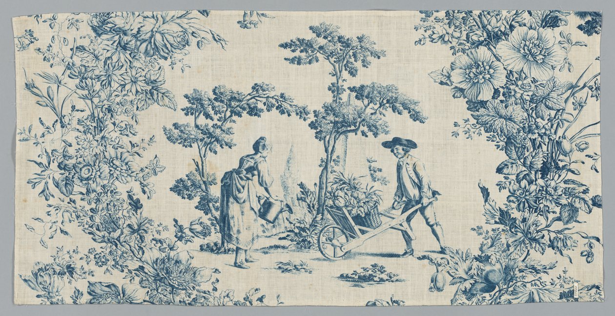 Fragment av trykt bomull, ca. 1785. av Unbekannt