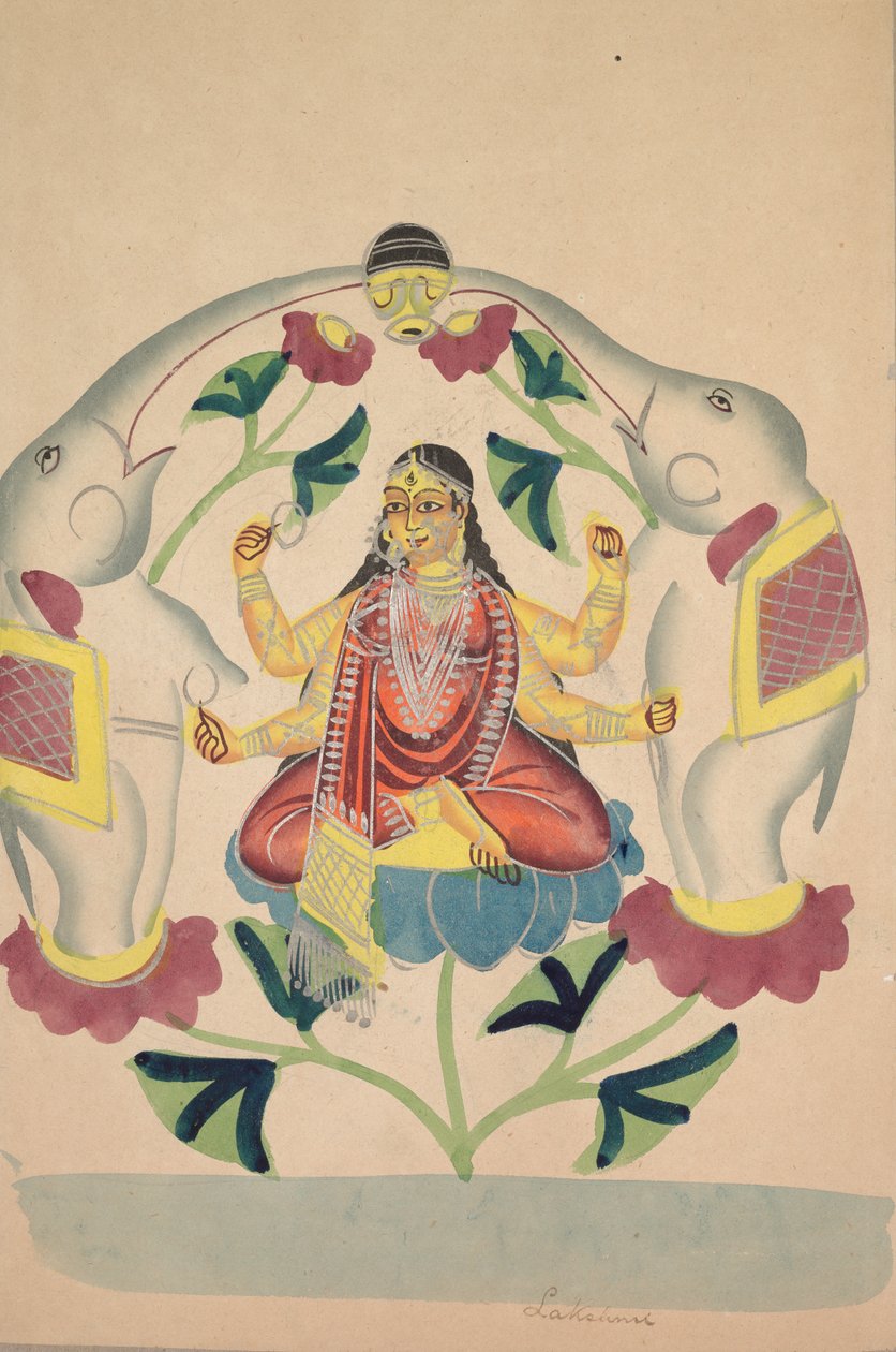 Gajalakshmi: Lakshmi med elefanter, 1800-tallet. av Unbekannt