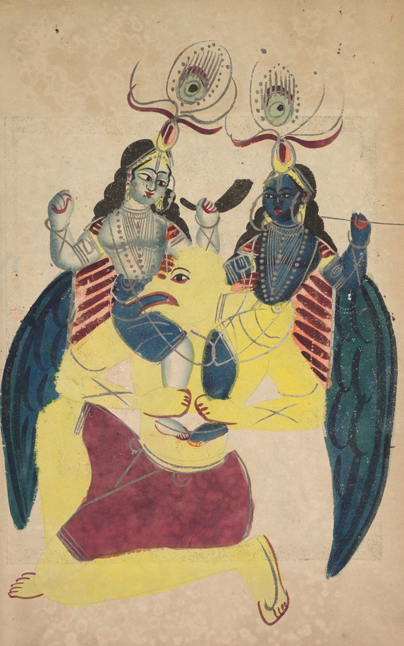 Garuda som bærer Balarama og Krishna, 1800-tallet. av Unbekannt