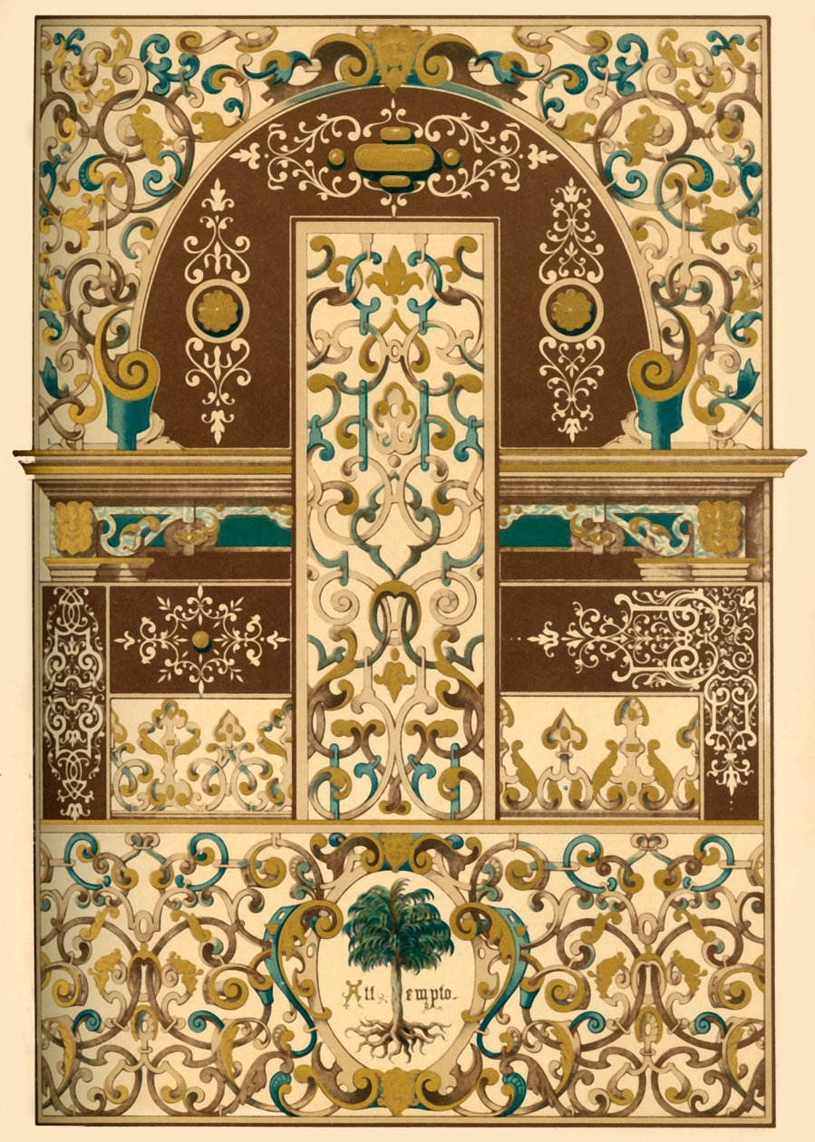 Tysk renessanse tak- og veggmaleri, 1898. av Unbekannt