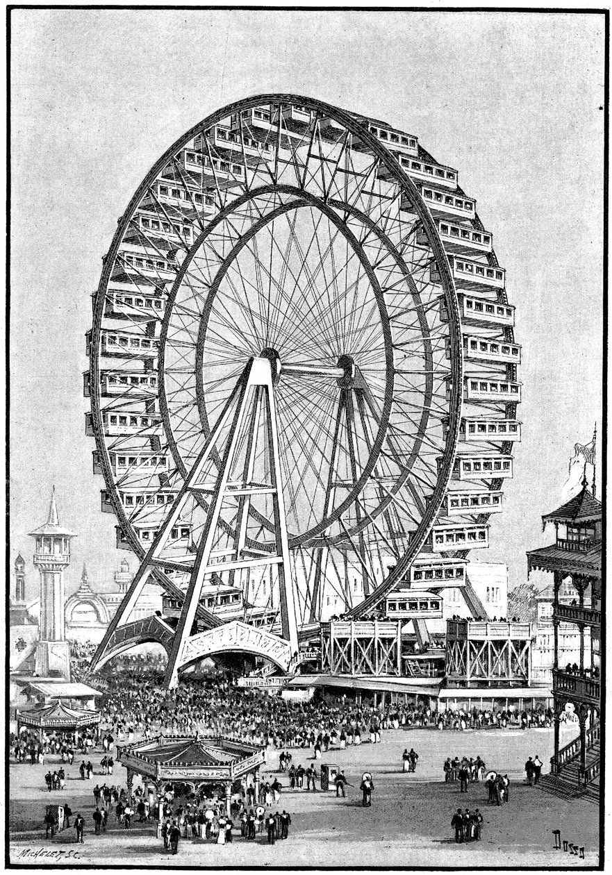 Gigantisk pariserhjul, internasjonal utstilling, Chicago, 1893 av Unbekannt