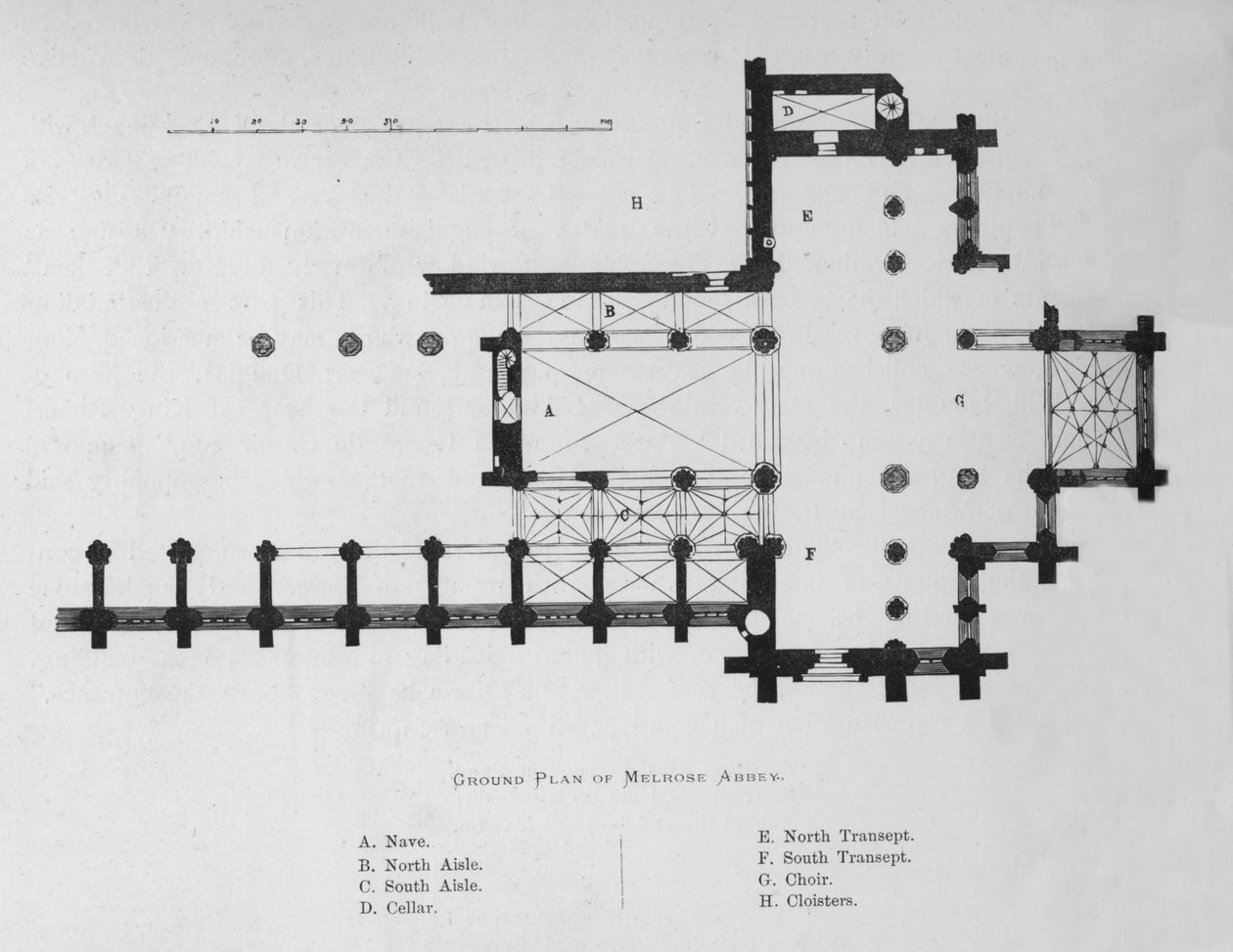 Grunnplan for Melrose Abbey, 1897 av Unbekannt