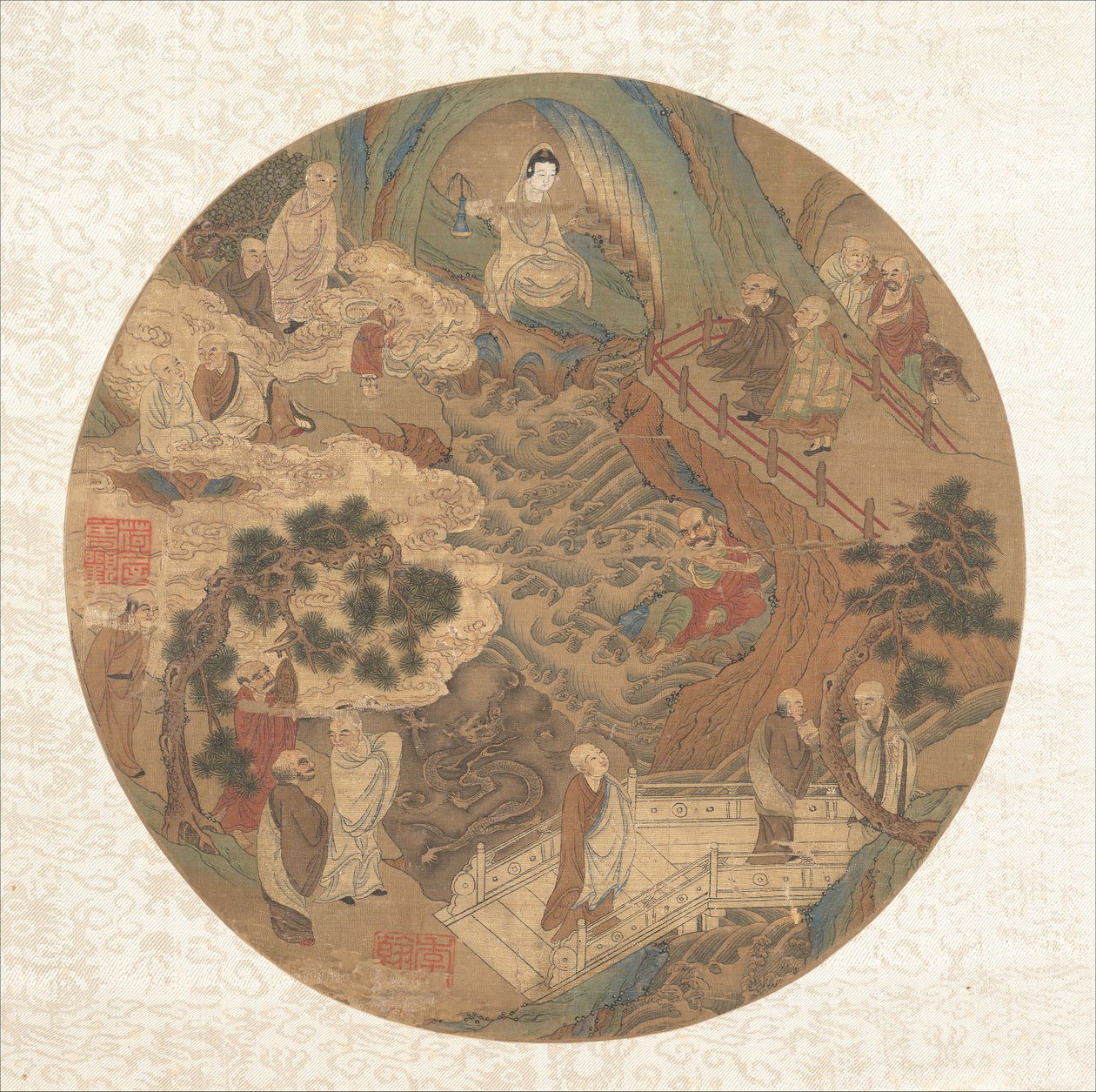 Guanyin og de seksten luohans, 1500-1700-tallet. av Unbekannt
