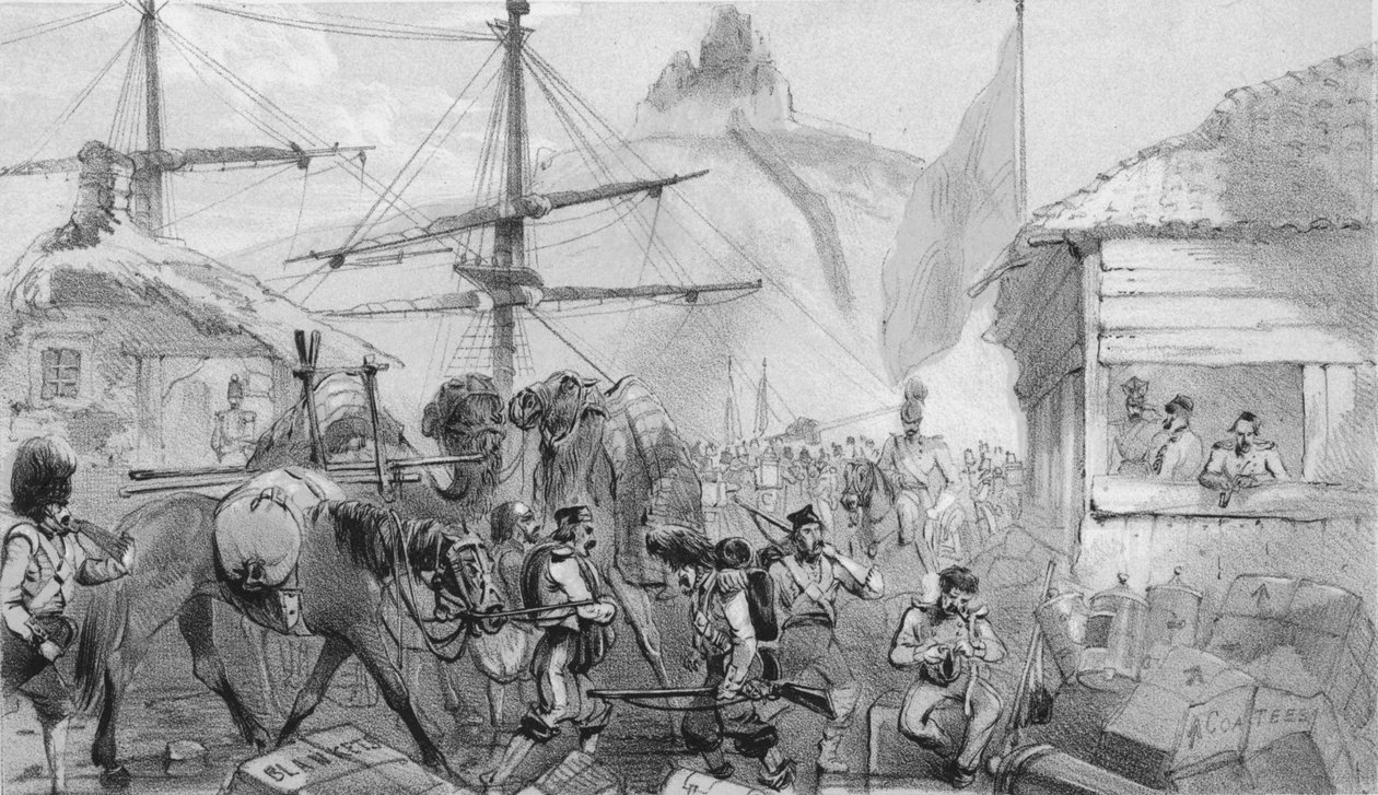 Havnen i Balaklava. Landingsstedet, ca 1850-tallet. av Unbekannt
