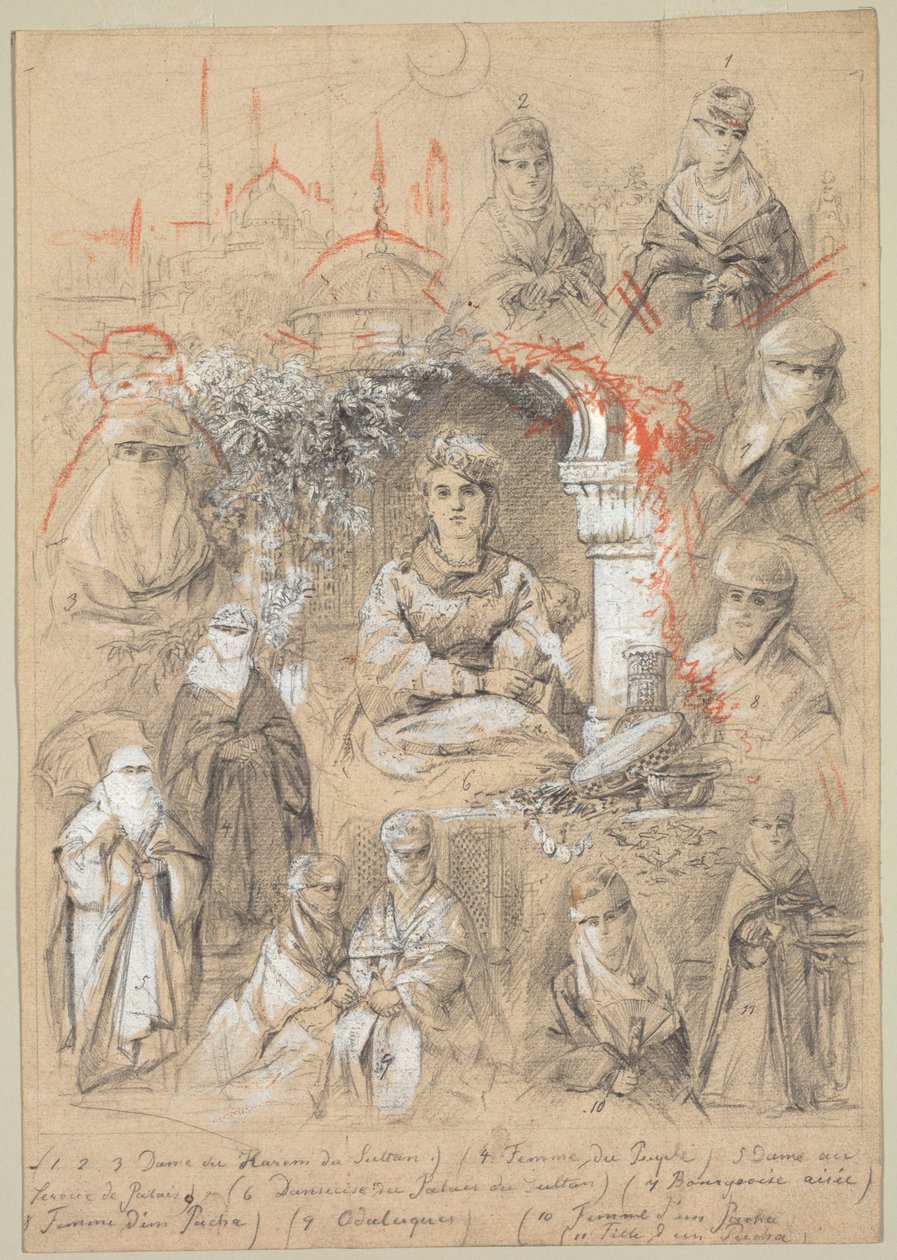 Harem kvinner, 1800-tallet. av Unbekannt