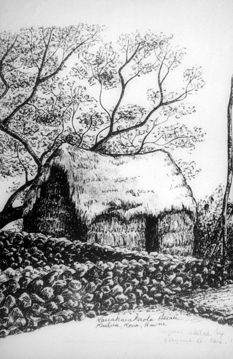 Heiau, Kailua-Kona, Hawaii, 1800-tallet av Unbekannt