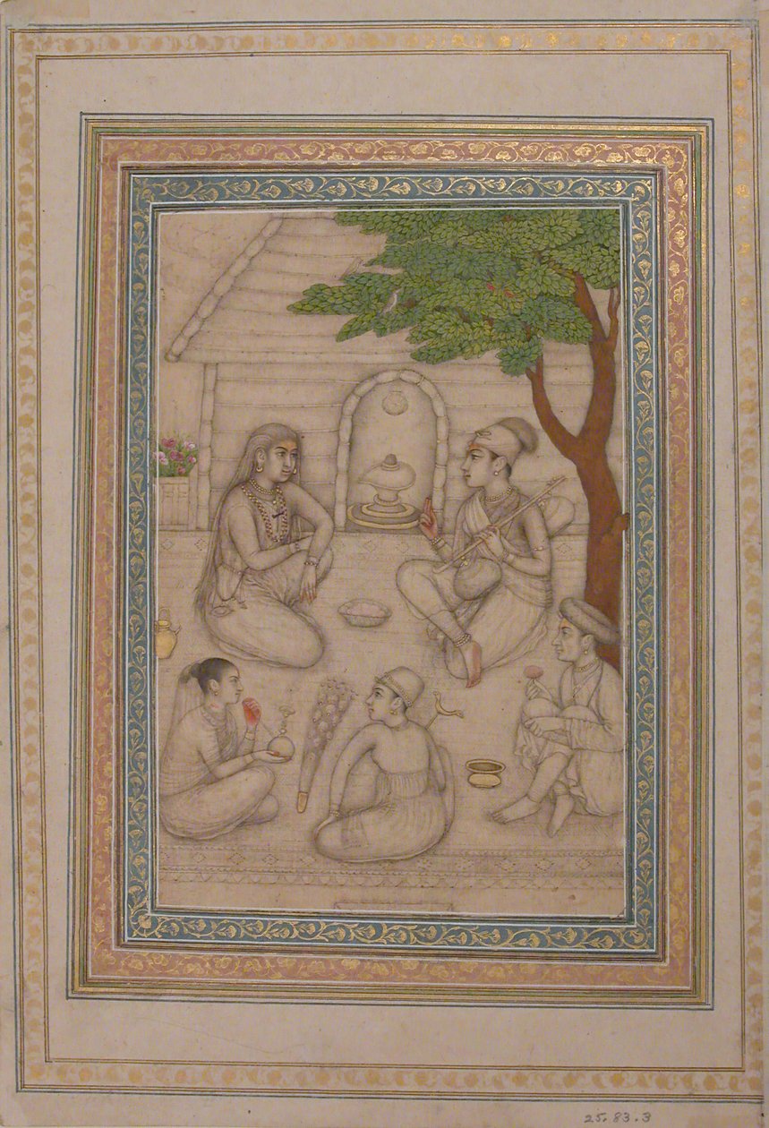 Hinduer i samtale foran en helligdom, 1600-tallet. av Unbekannt