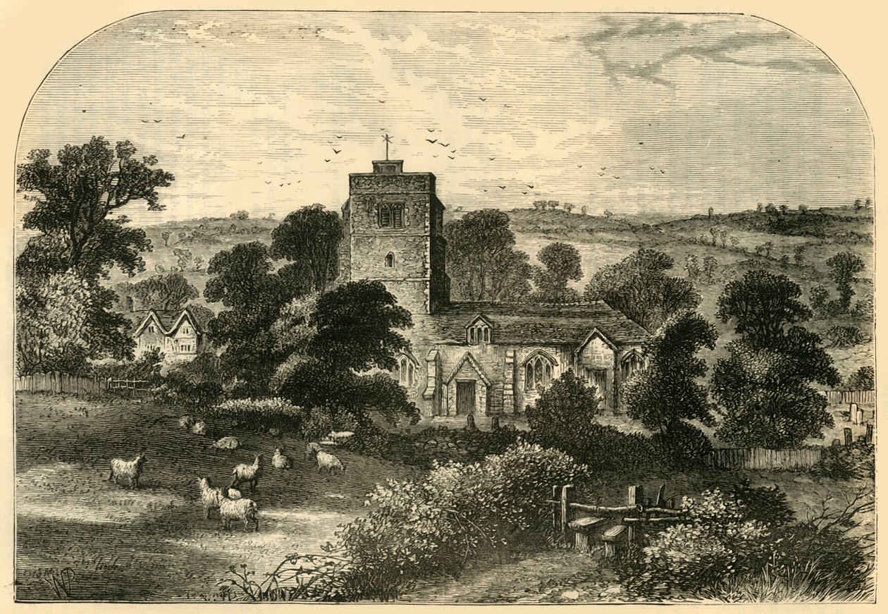 Hornsey kirke i 1750, c1876. av Unbekannt