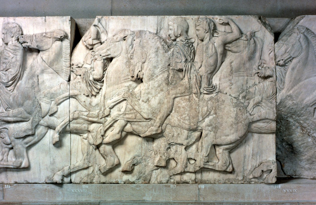 Ryttere fra Parthenon-frisen, 447-432 f.Kr av Unbekannt