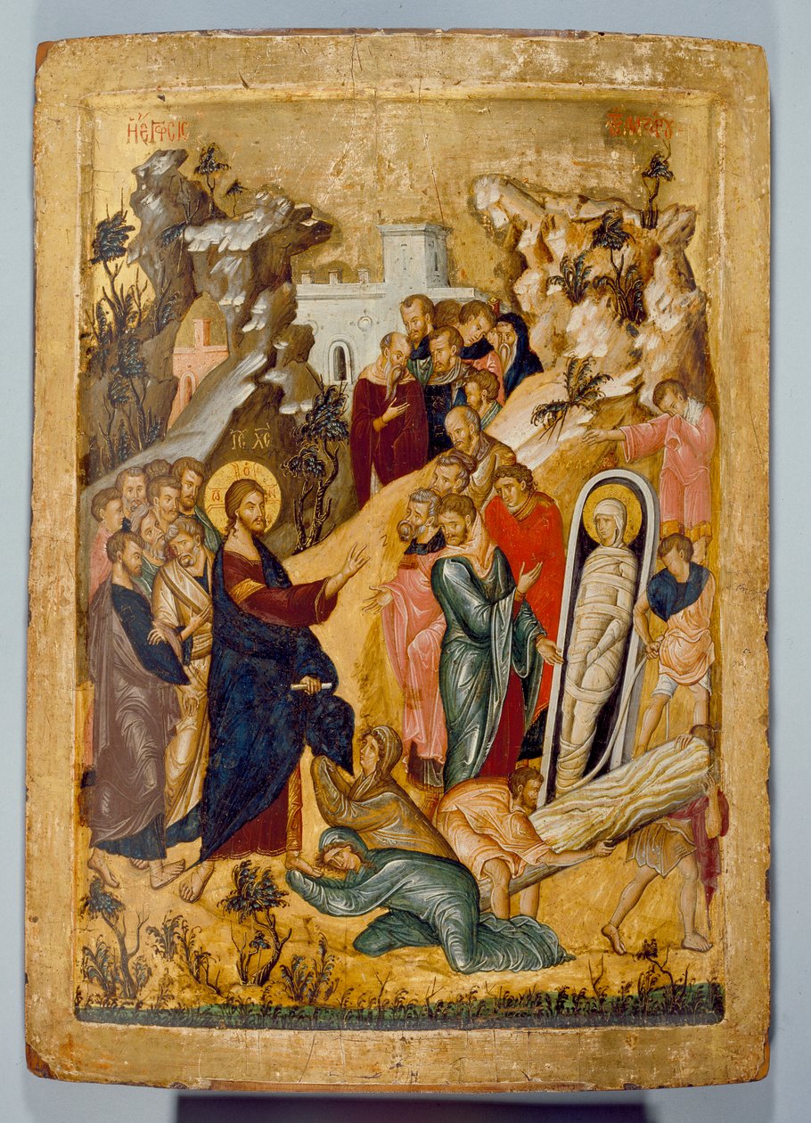 Ikon for The Raising of Lazarus, 1300-1400-tallet av Unbekannt