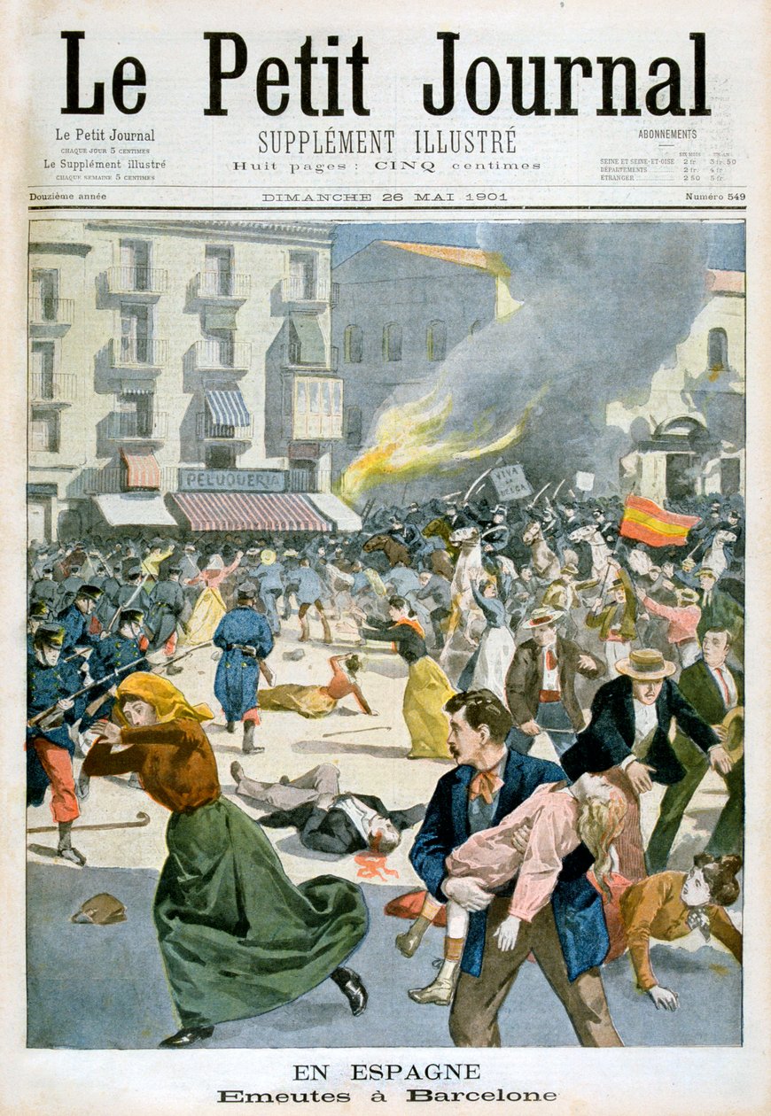 I Spania bryter det ut opptøyer i Barcelona, 1901 av Unbekannt
