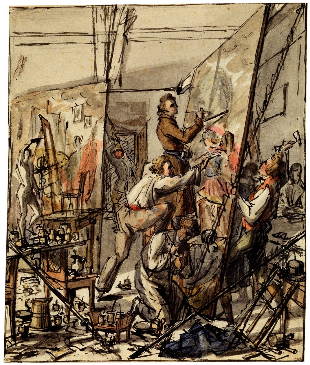 I et kunstnerstudio, 1820-tallet av Unbekannt