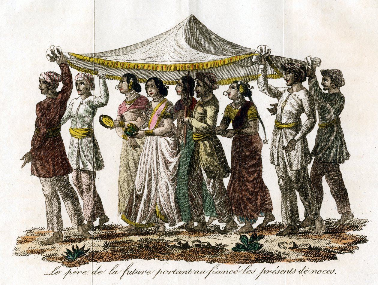 Indisk bryllupsprosesjon, c1800-tallet av Unbekannt