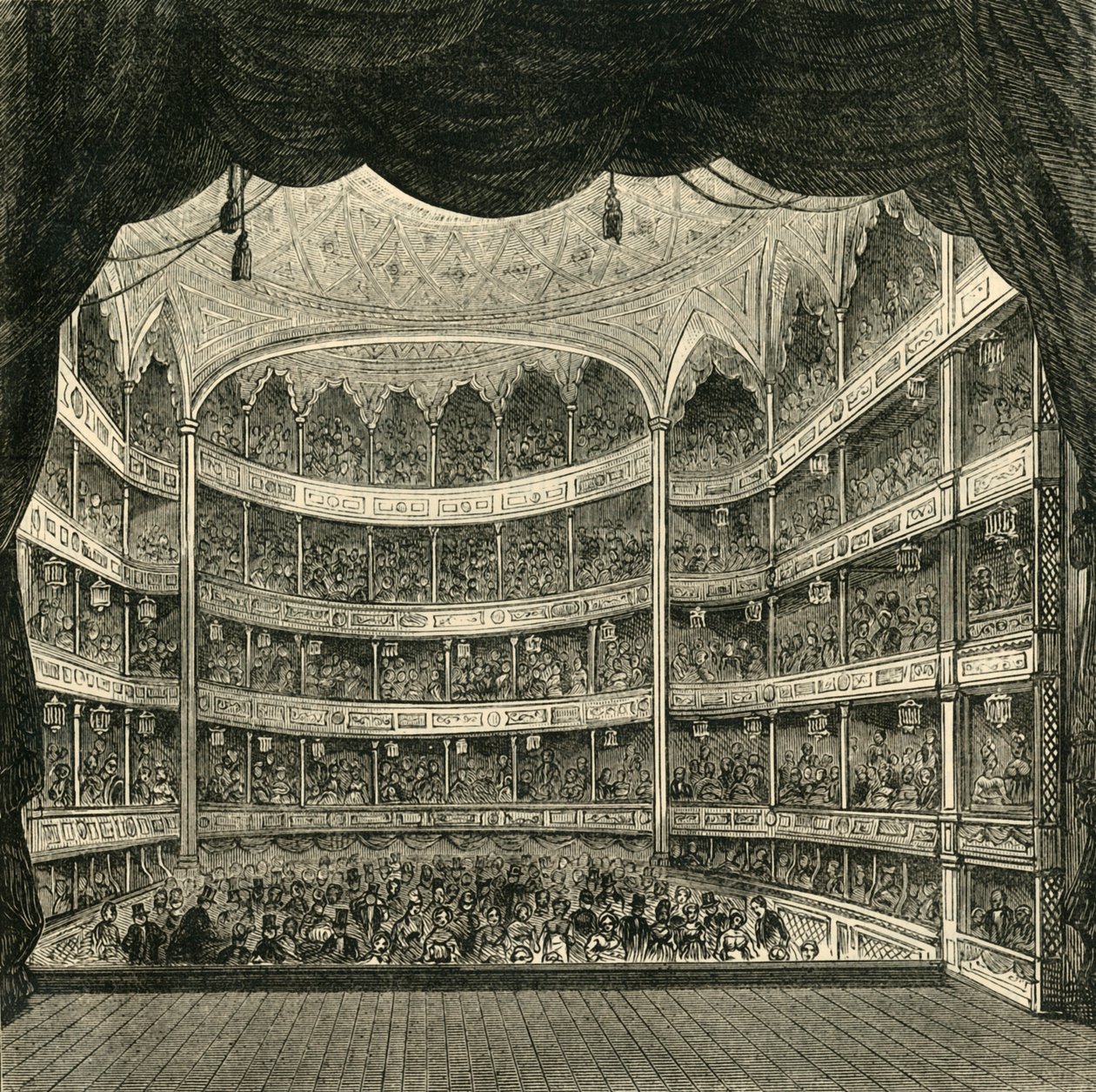 Interiør av Drury Lane Theatre, 1804, 1881. av Unbekannt