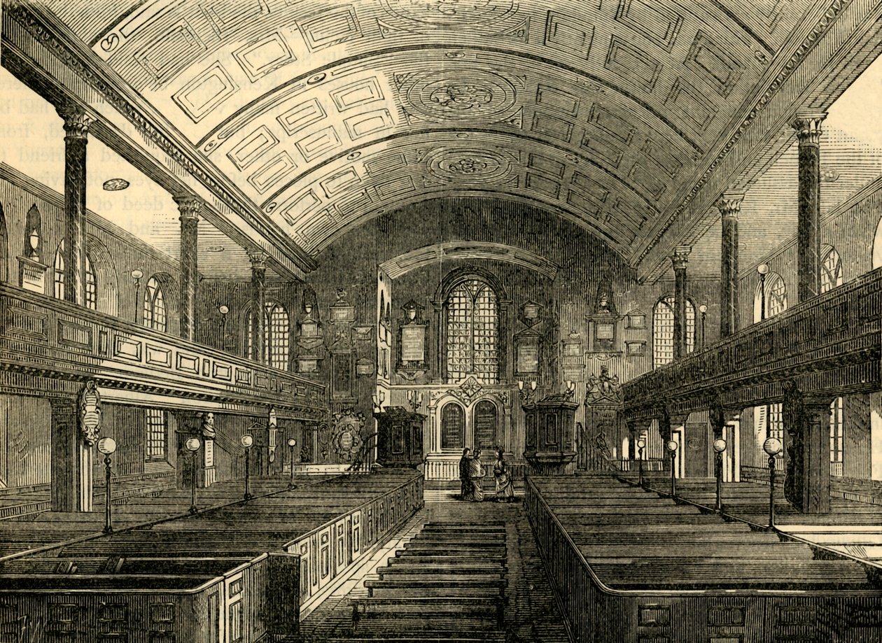 Interiør av Kensington Church, 1850, c1876. av Unbekannt