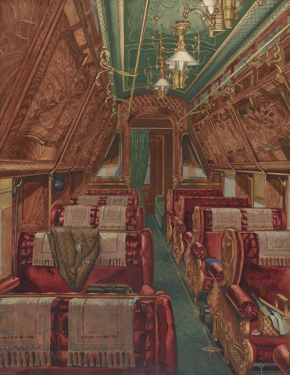 Interiør av Pullman Coach, 1888, 19351942. av Unbekannt