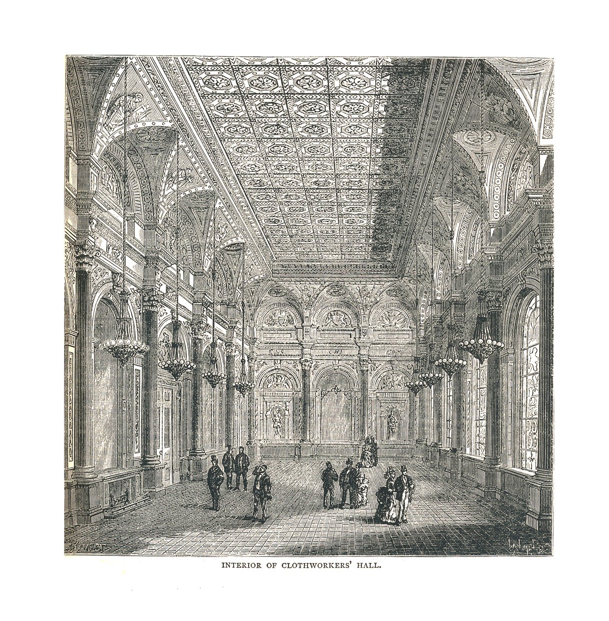 Interiør i Clothworkers Hall, 1878 av Unbekannt