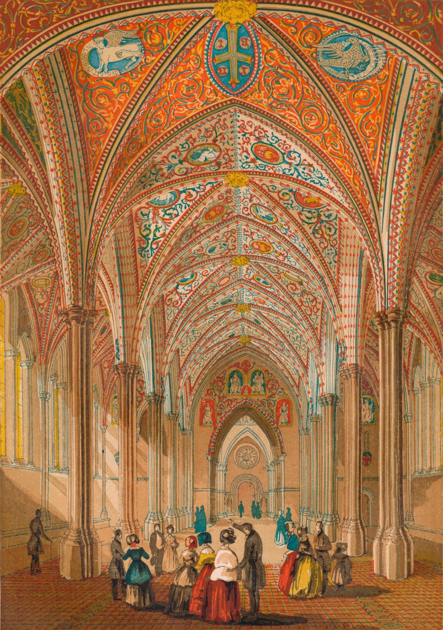 Interiør i Temple Church, c1845, 1864 av Unbekannt