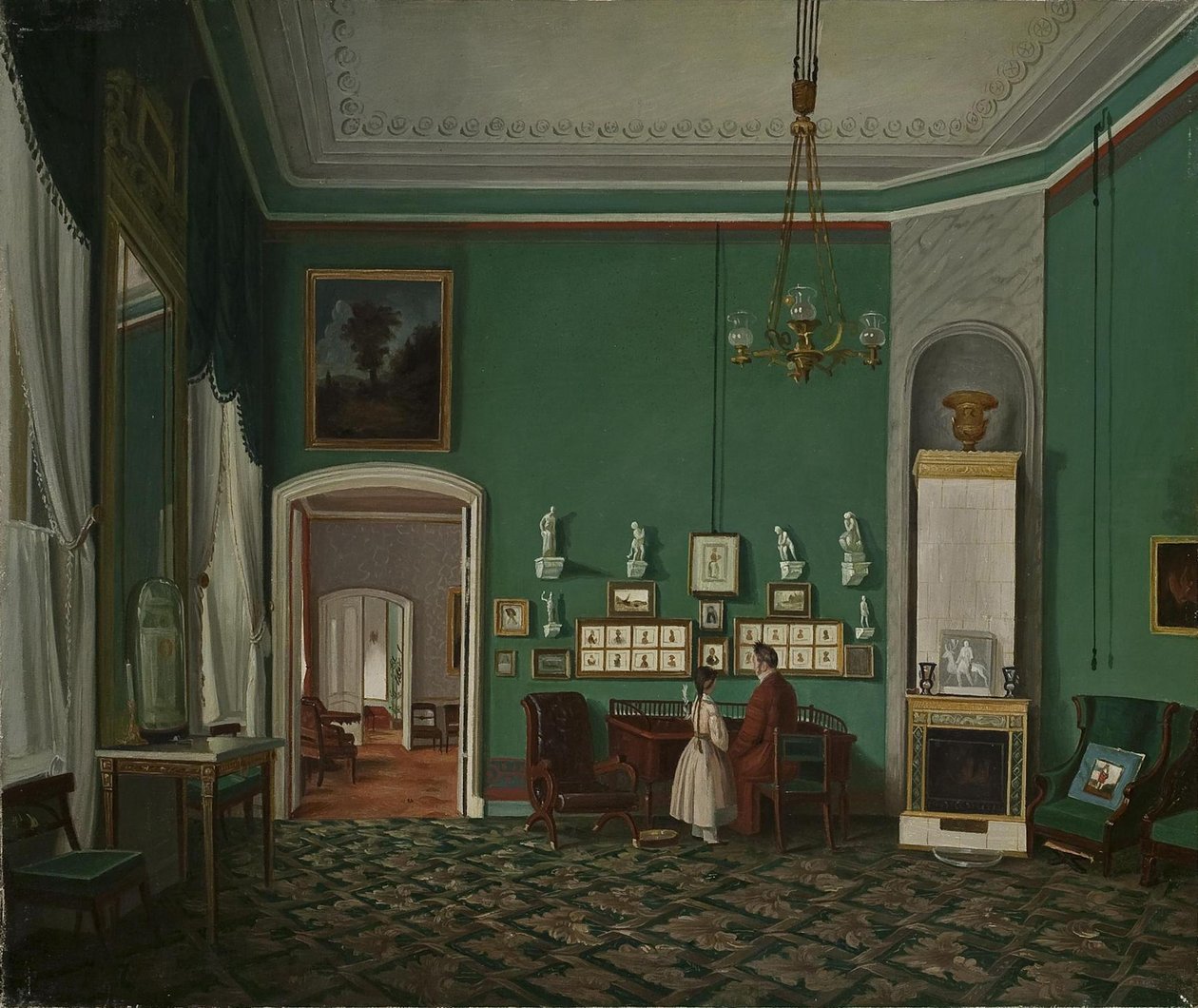 Interiør med en Enfilade, 1830-tallet av Unbekannt