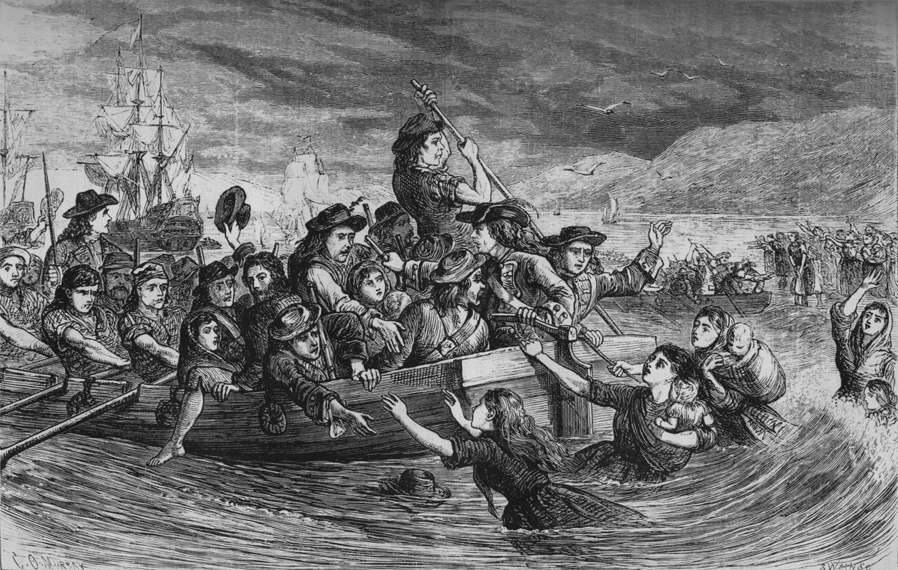 Irske tropper forlater Limerick, 1692, c1880 av Unbekannt